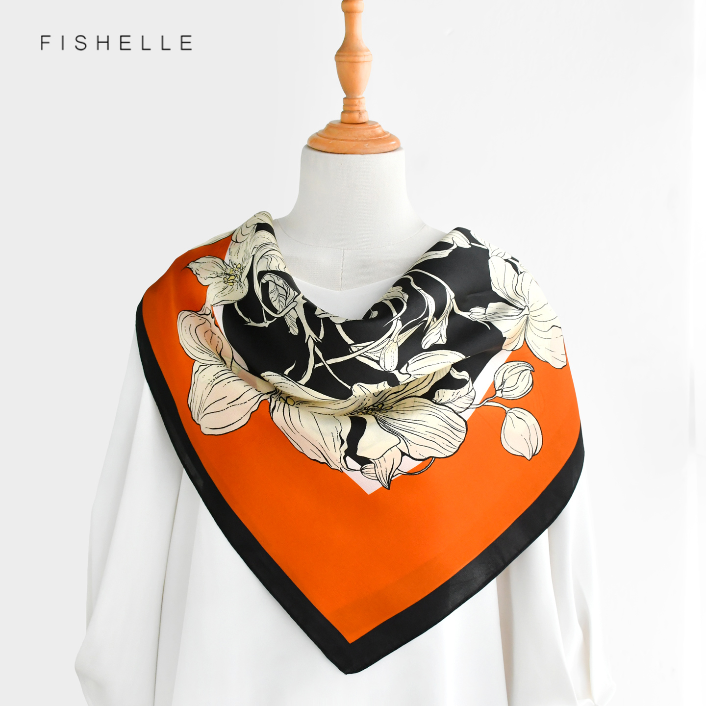 Orangefarbener Blumenschal aus – Silk Neck Scarf Bewertung und Preis