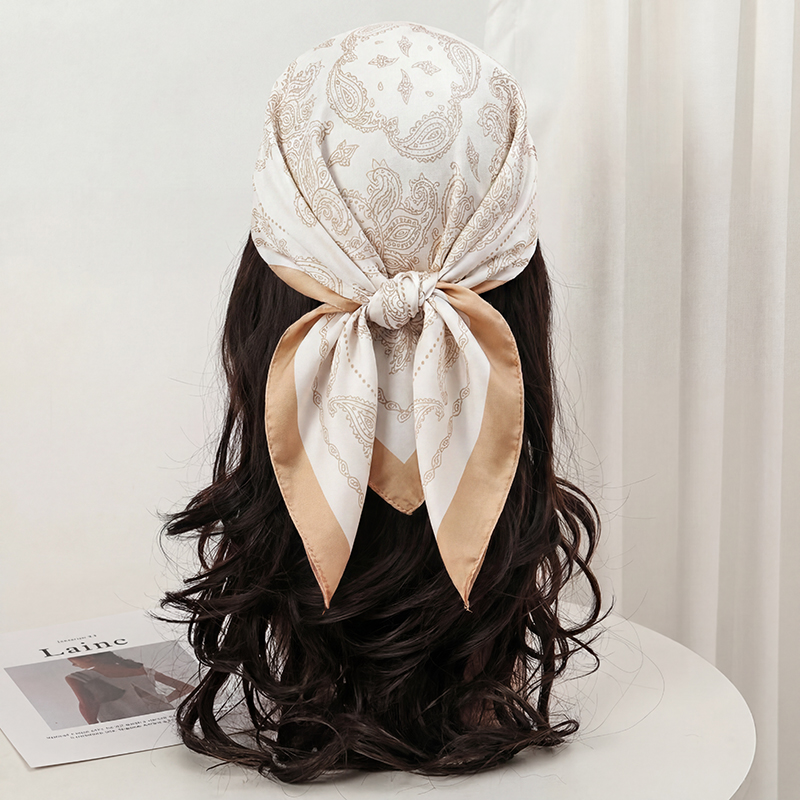 Vintage Beige Paisley-Druck Qu – Head Wrap Turban Bewertung und Preis